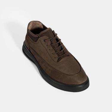  Erkek Kahve Bağcıklı Nubuk Deri Spor Ayakkabı