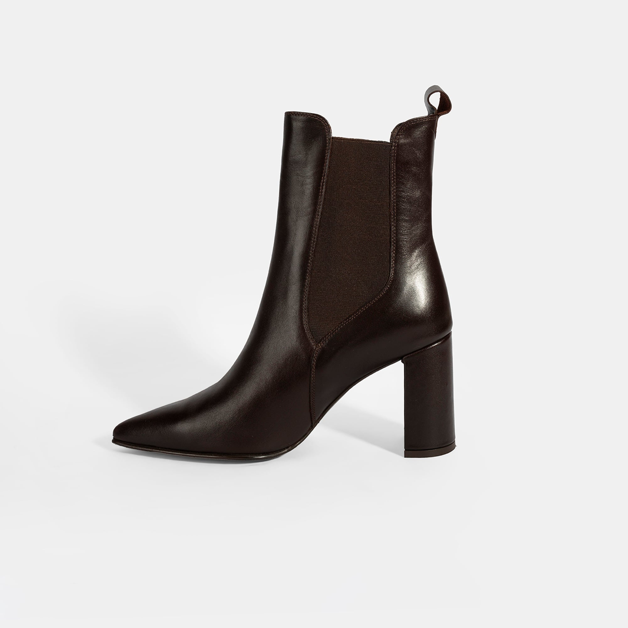 Kadın Kahve Lastikli Topuklu Deri Bot