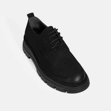  Erkek Siyah Bağcıklı Nubuk Deri Ayakkabı