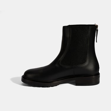  Kadın Siyah  Lastikli Deri Chelsea Bot