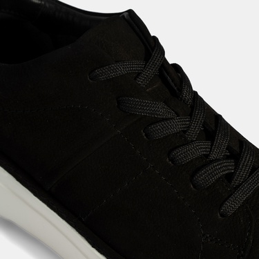  Erkek Siyah Bağcıklı Günlük Nubuk Deri Ayakkabı