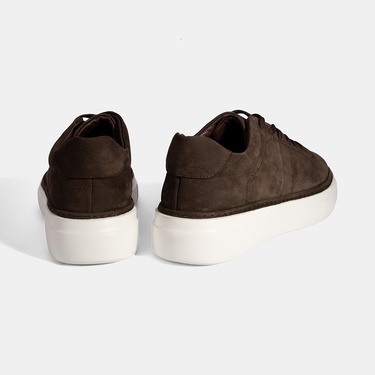  Erkek Kahve Bağcıklı Günlük Nubuk Deri Ayakkabı