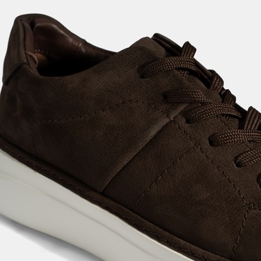  Erkek Kahve Bağcıklı Günlük Nubuk Deri Ayakkabı