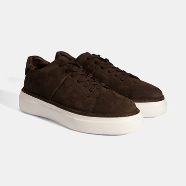  Erkek Kahve Bağcıklı Günlük Nubuk Deri Ayakkabı