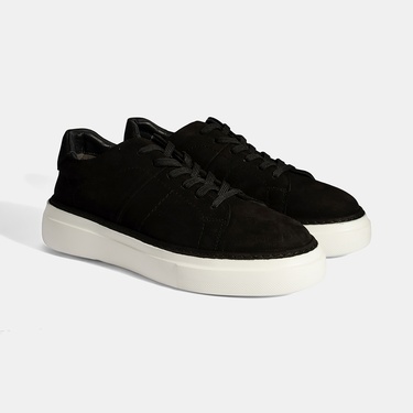  Erkek Siyah Bağcıklı Günlük Nubuk Deri Ayakkabı