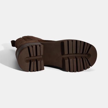  Kadın Kahve Lastikli Topuklu Süet Chelsea Bot