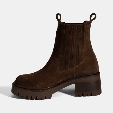  Kadın Kahve Lastikli Topuklu Süet Chelsea Bot
