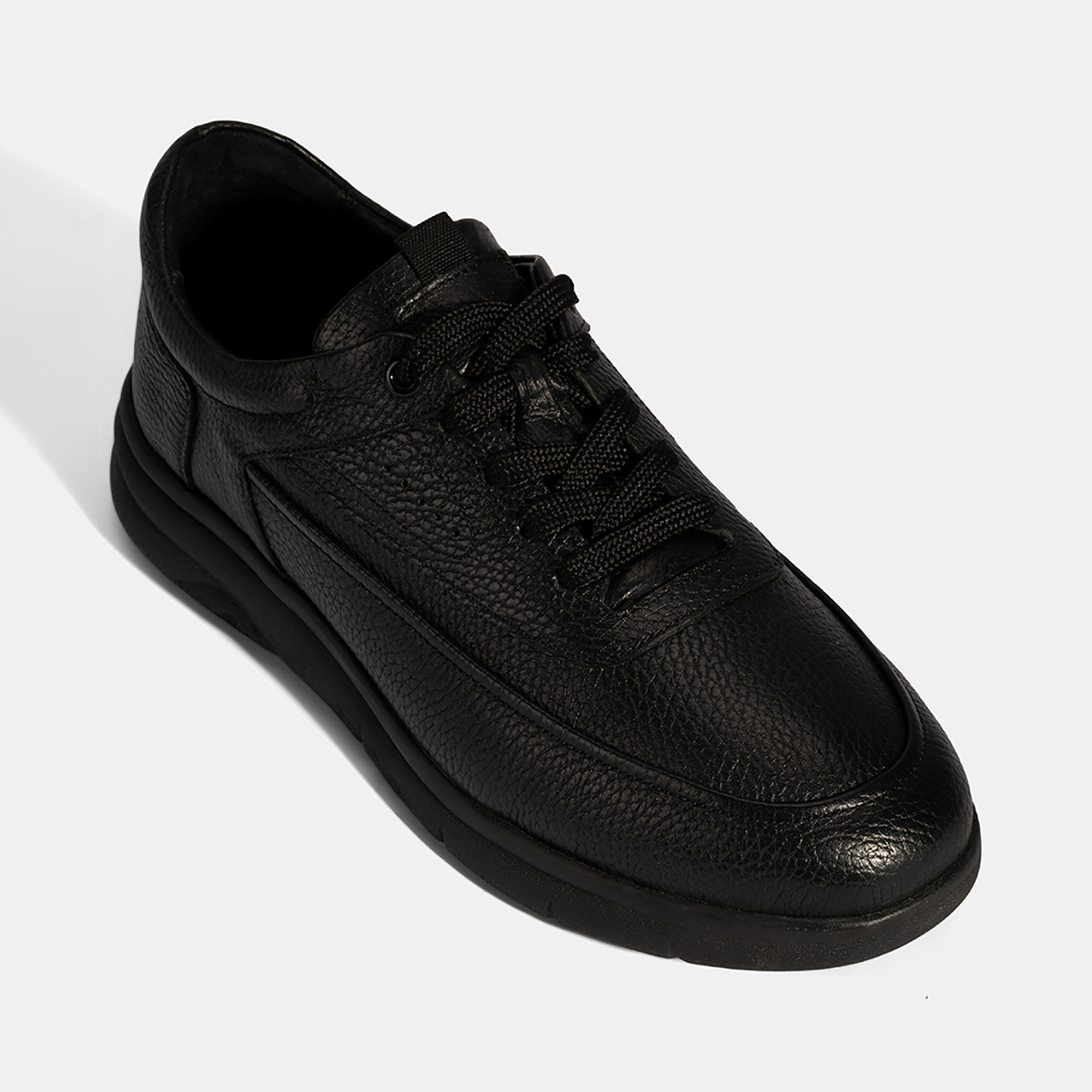 Erkek Siyah Bağcıklı Deri Günlük Ayakkabı