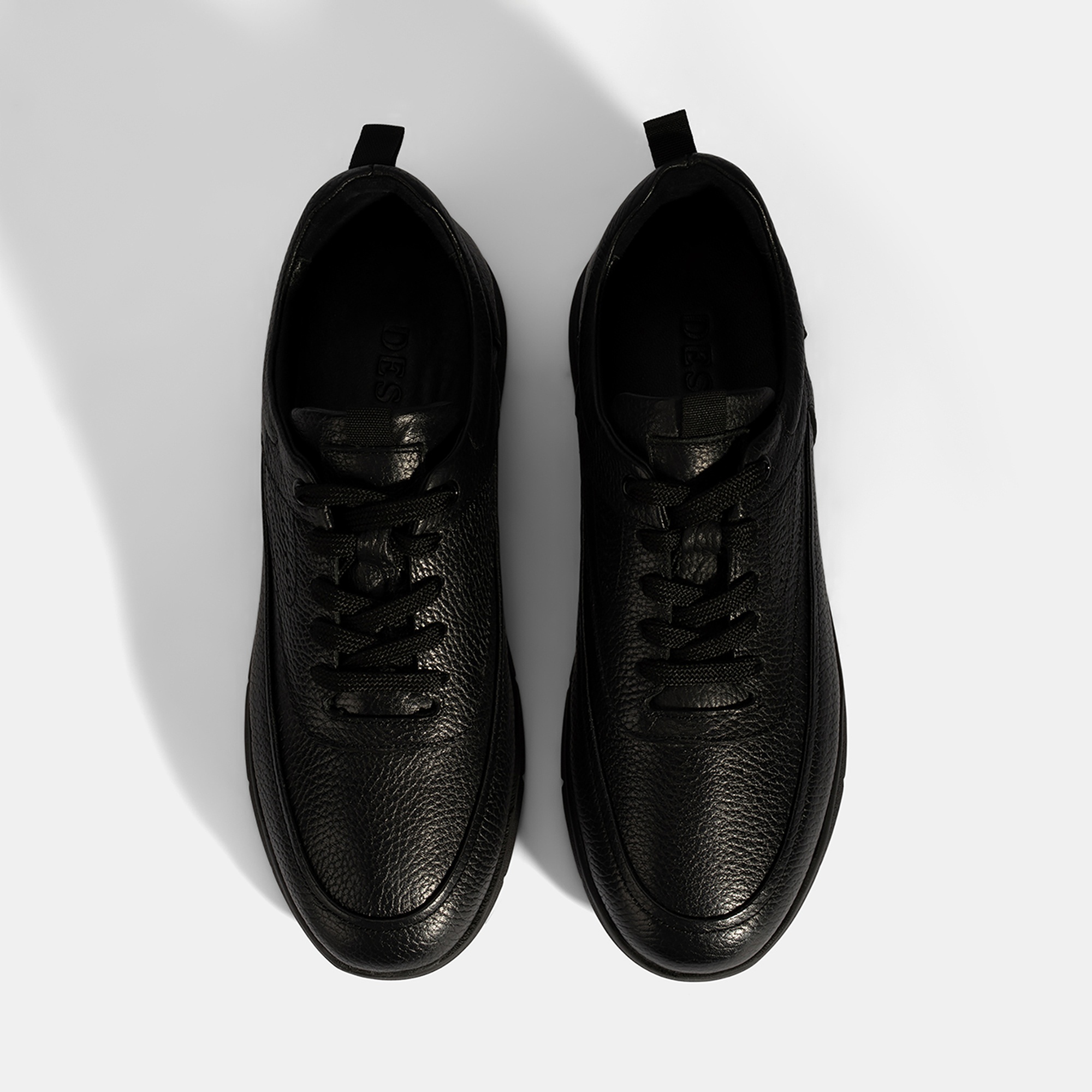 Erkek Siyah Bağcıklı Deri Günlük Ayakkabı