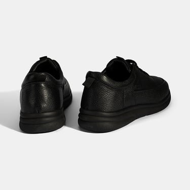  Erkek Siyah Bağcıklı Deri Günlük Ayakkabı