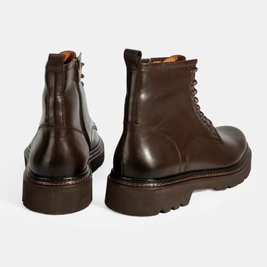  Erkek Kahve Bağcıklı Deri Postal Bot