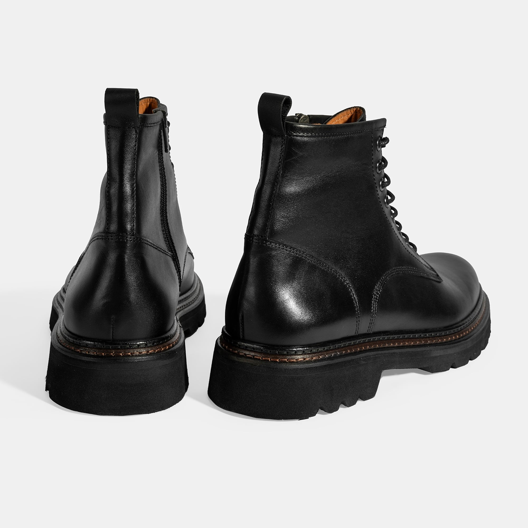 Erkek Siyah Bağcıklı Deri Postal Bot