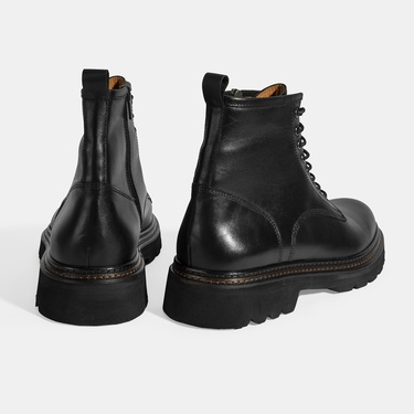  Erkek Siyah Bağcıklı Deri Postal Bot