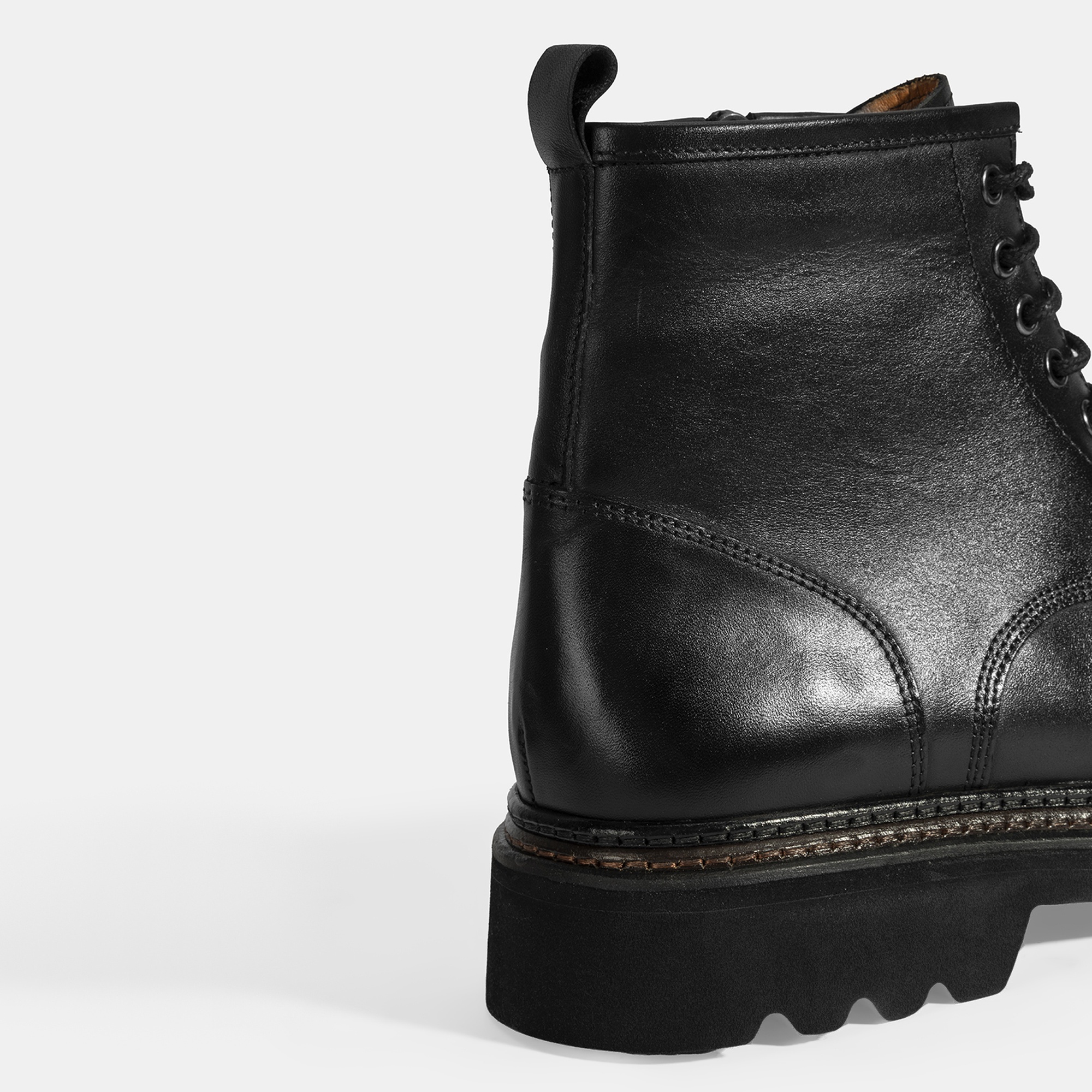 Erkek Siyah Bağcıklı Deri Postal Bot