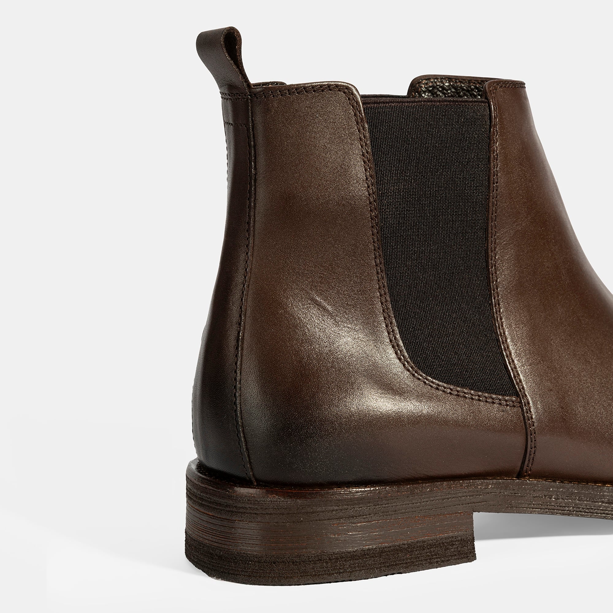 Erkek Kahve Lastik Detaylı Deri Bot