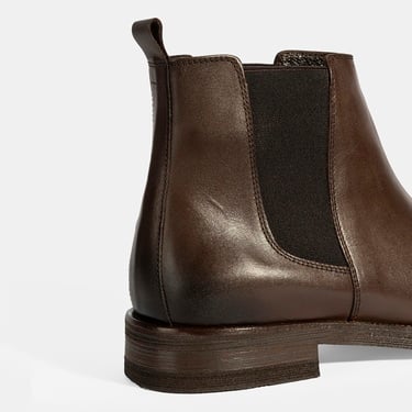  Erkek Kahve Lastik Detaylı Deri Bot