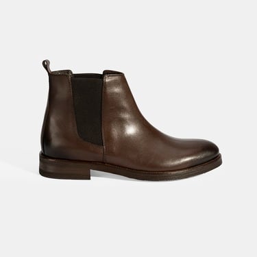  Erkek Kahve Lastik Detaylı Deri Bot