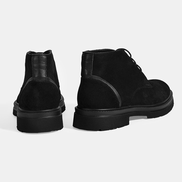  Erkek Siyah Bağcıklı Süet Bot