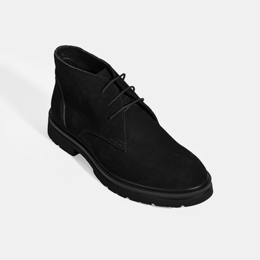  Erkek Siyah Bağcıklı Süet Bot