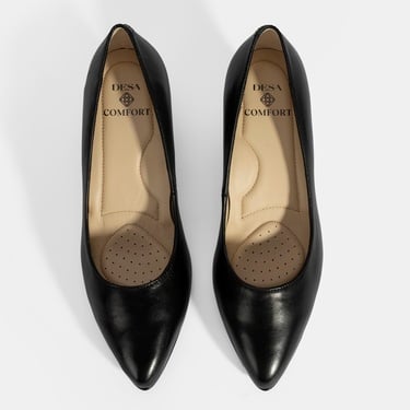  Kadın Siyah DesaComfort Topuklu Deri Ayakkabı