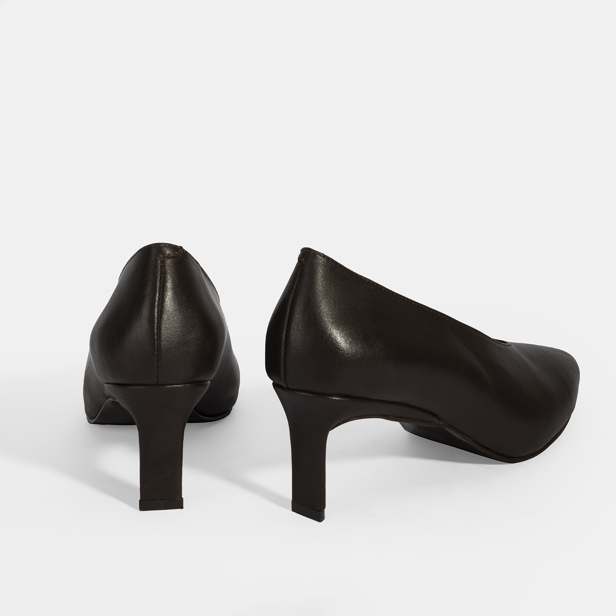 Kadın Kahve Klasik Topuklu Deri Ayakkabı