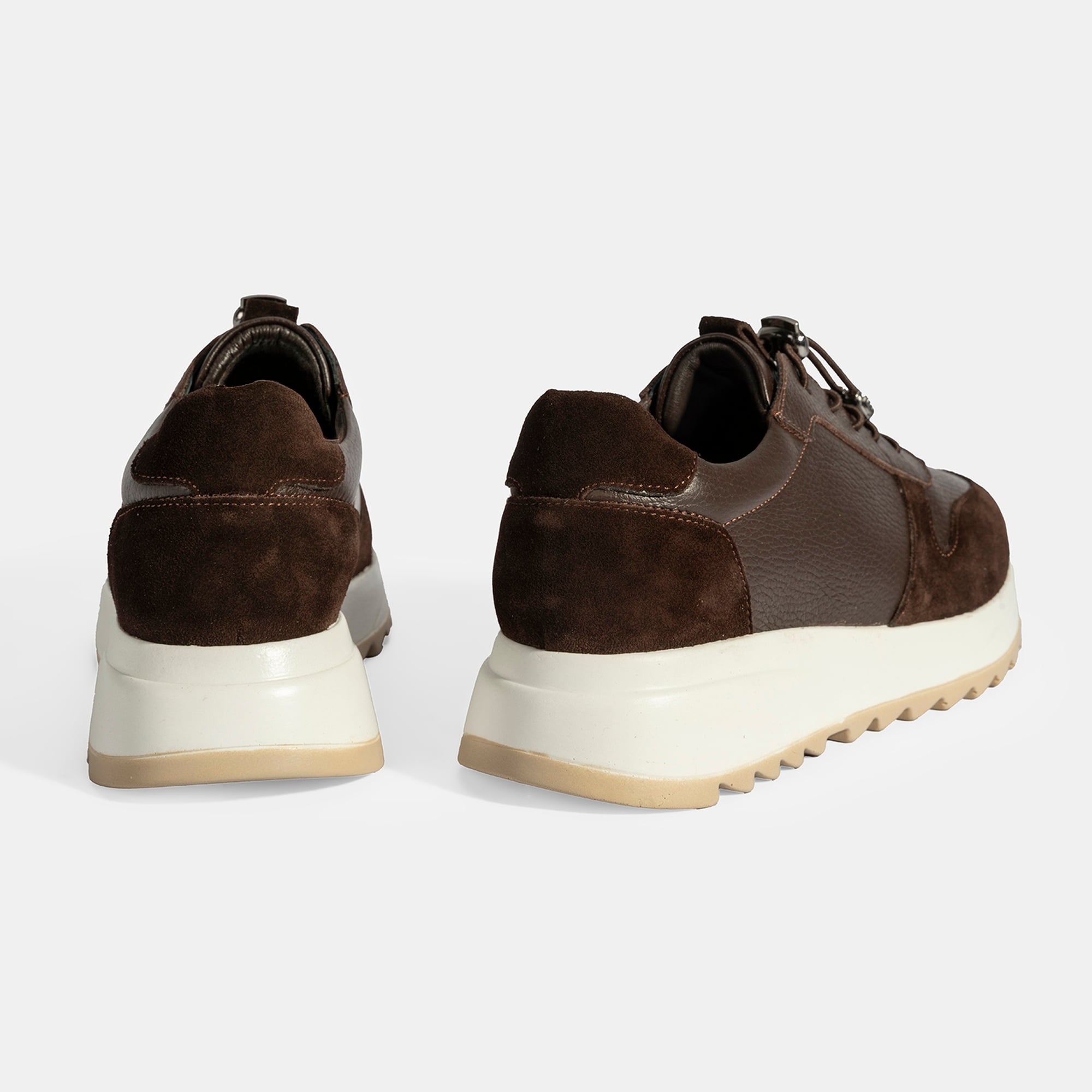 Kadın Kahve Bağcıklı Deri Spor Ayakkabı