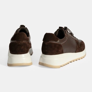  Kadın Kahve Bağcıklı Deri Spor Ayakkabı