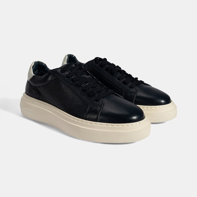  Erkek Lacivert Bağcıklı Deri Günlük Ayakkabı