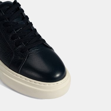  Erkek Lacivert Bağcıklı Deri Günlük Ayakkabı