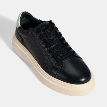  Erkek Lacivert Bağcıklı Deri Günlük Ayakkabı