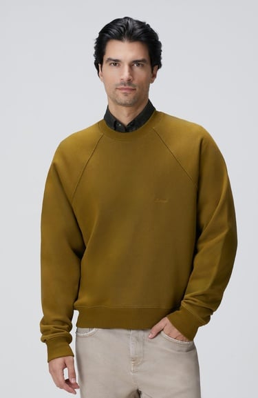  Network Erkek Yağ Yeşili Nakış Detaylı Sweatshirt