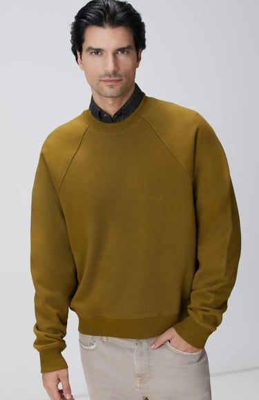  Network Erkek Yağ Yeşili Nakış Detaylı Sweatshirt