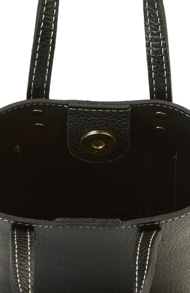  George Hogg Kadın Siyah Desenli Deri Postacı Çantası