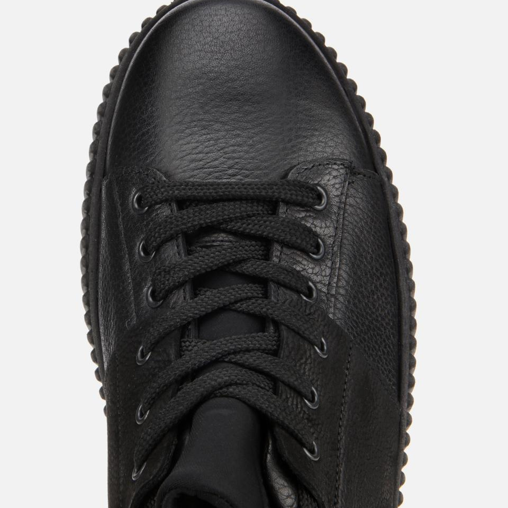 Erkek Deri Siyah Yüksek Tabanlı Spor Ayakkabı