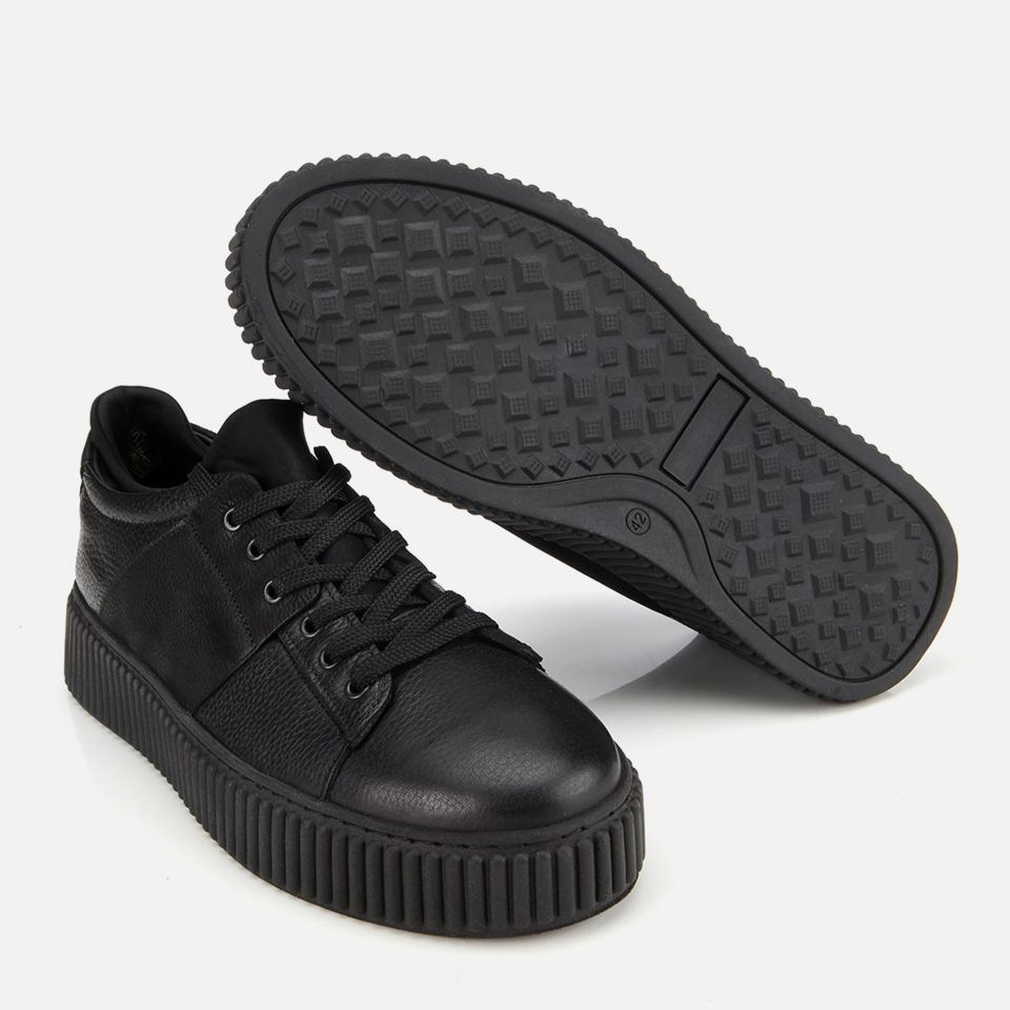 Erkek Deri Siyah Yüksek Tabanlı Spor Ayakkabı