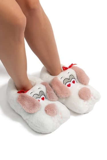  Ani Kadın Hayvanlı Panduf Beyaz-Pembe 36/41