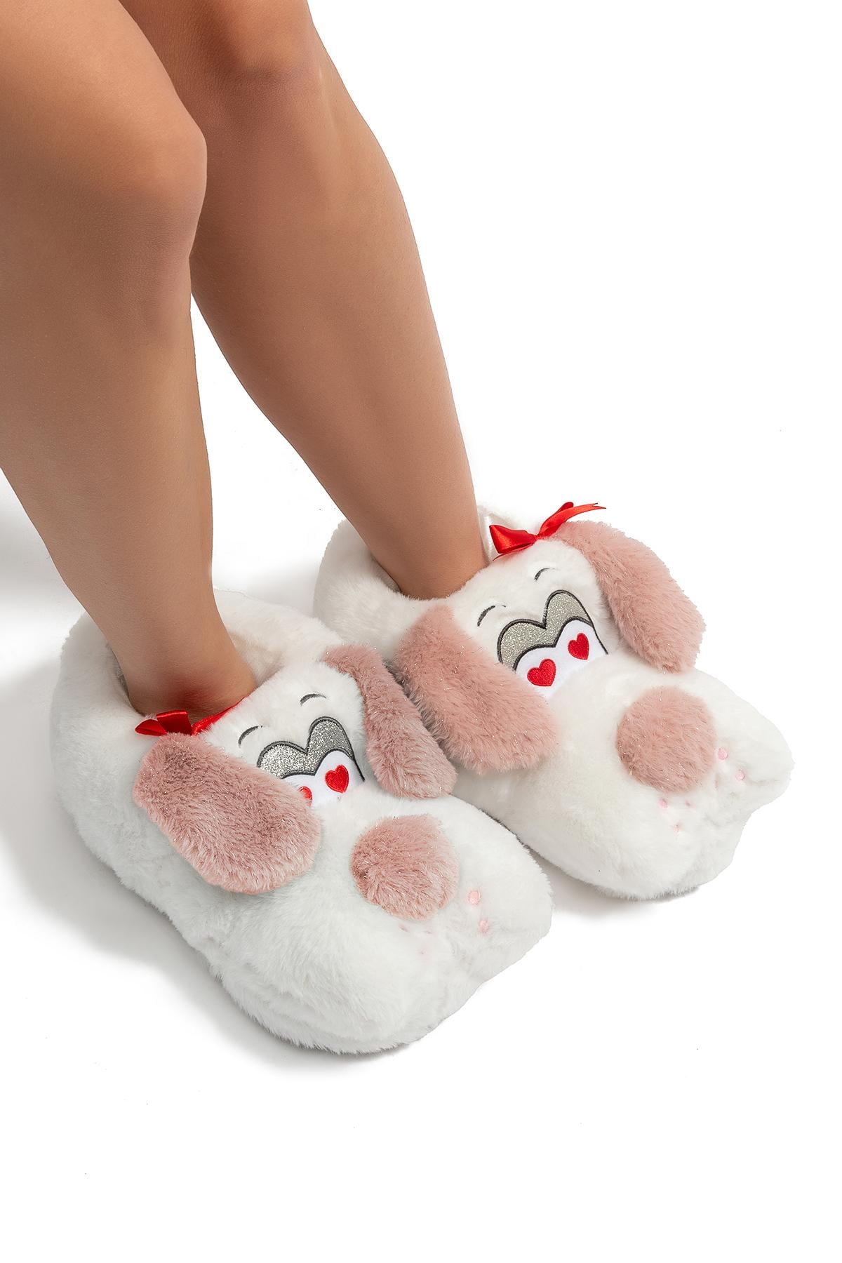  Ani Kadın Hayvanlı Panduf Beyaz-Pembe 36/41