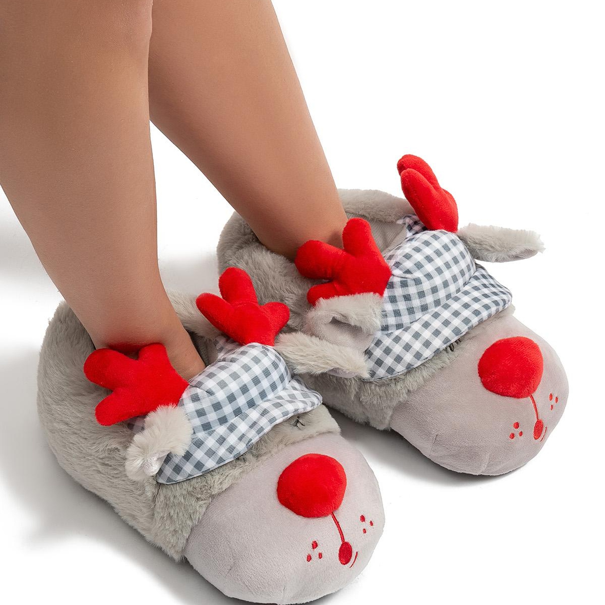 Kep Kadın Hayvanlı Panduf Gri 36/41