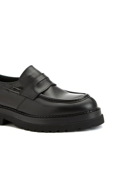  George Hogg Erkek Siyah Kroko Detaylı Deri Loafer