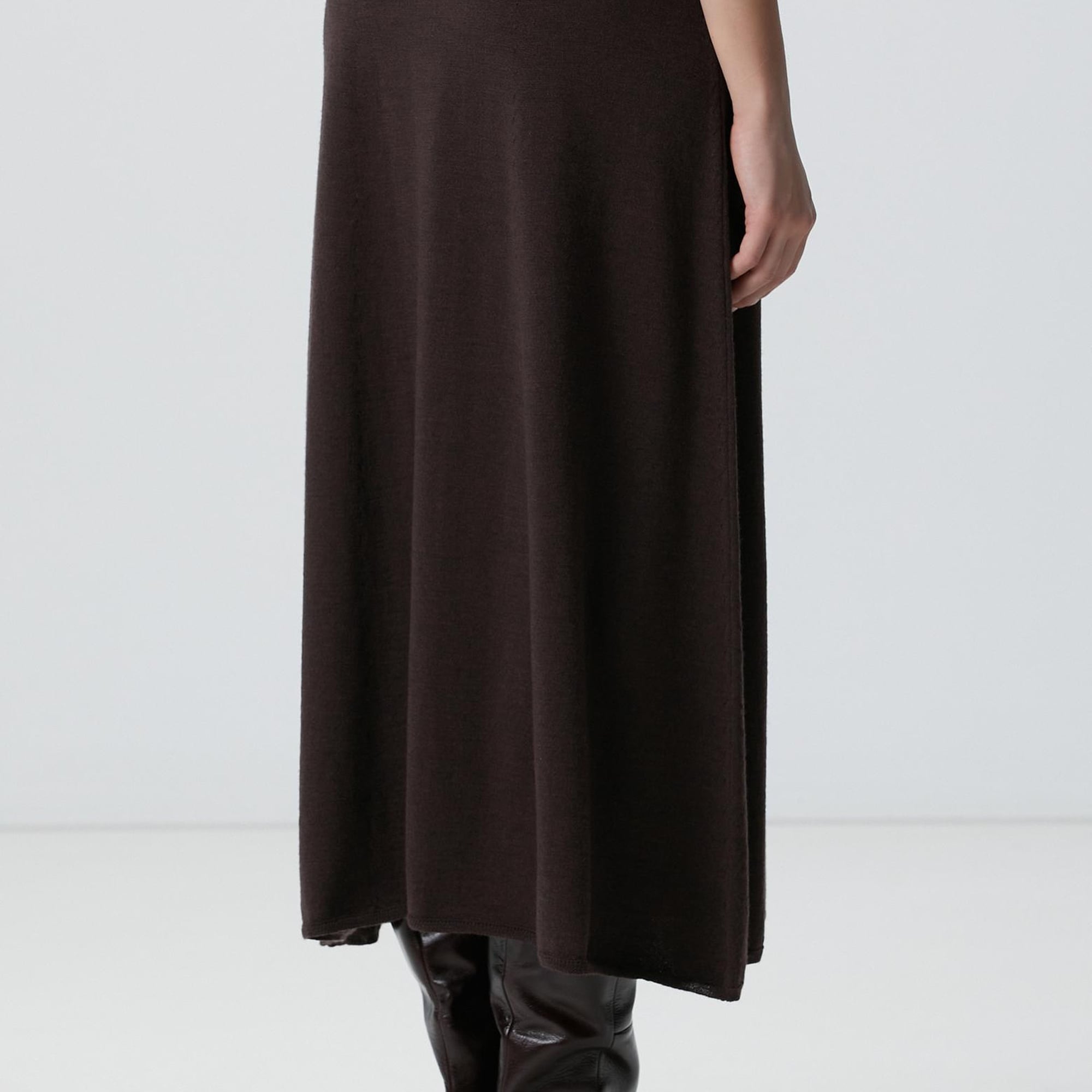 Network Kadın Acı Kahve Midi Yün Triko Etek