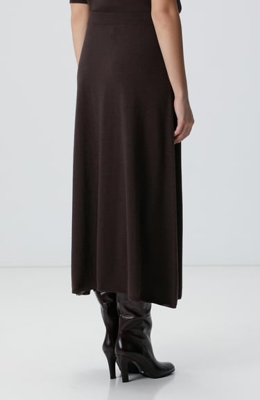  Network Kadın Acı Kahve Midi Yün Triko Etek
