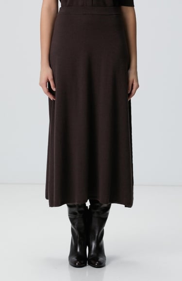  Network Kadın Acı Kahve Midi Yün Triko Etek