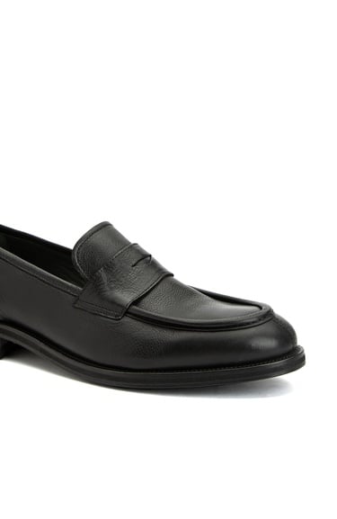  George Hogg Erkek Siyah Deri Loafer