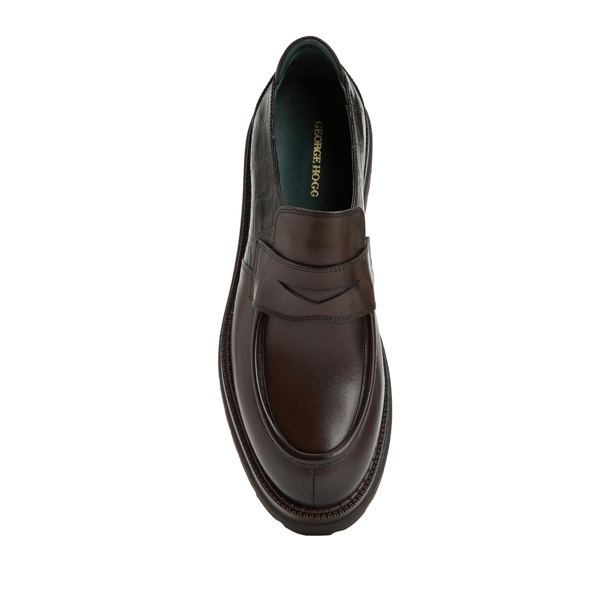 George Hogg Erkek Kahverengi Kroko Detaylı Deri Loafer