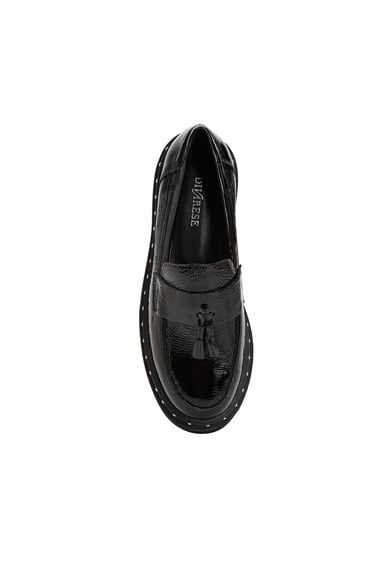  Divarese Kadın Siyah Deri Loafer