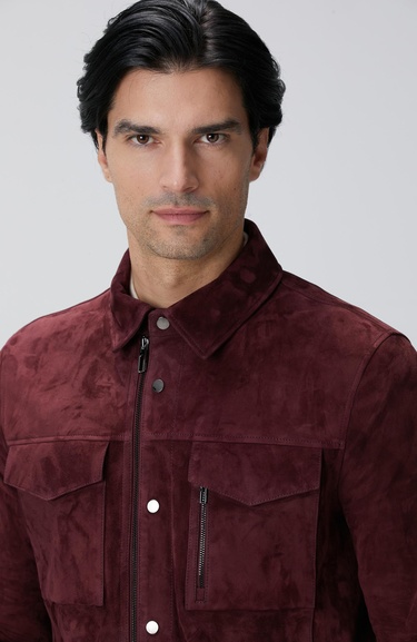  Network Erkek Bordo Çift Cep Detaylı Süet Mont