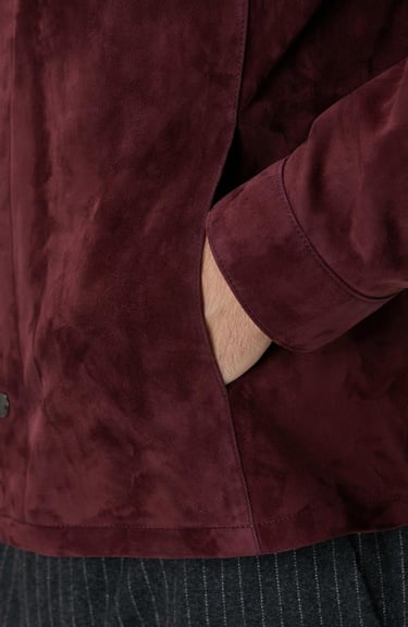  Network Erkek Bordo Çift Cep Detaylı Süet Mont