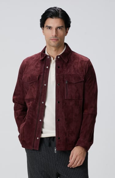  Network Erkek Bordo Çift Cep Detaylı Süet Mont