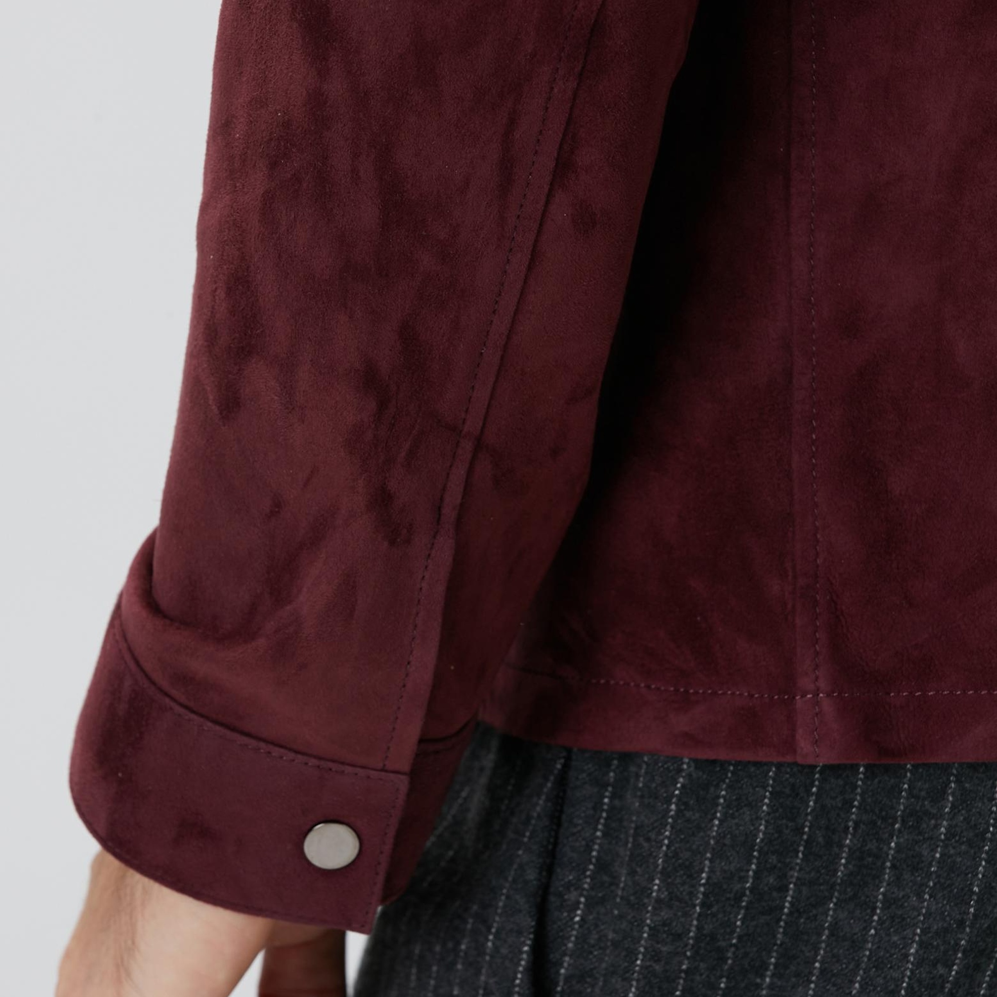 Network Erkek Bordo Çift Cep Detaylı Süet Mont