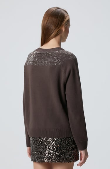  Network Kadın Limited Vizon Taşlı Kazak